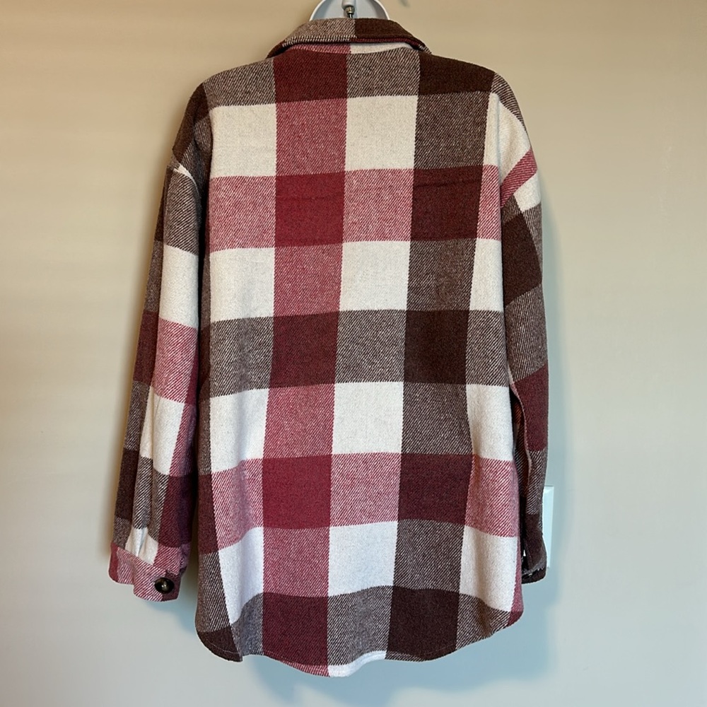 Plaid Button-Down Shacket - Picture 3 of 4